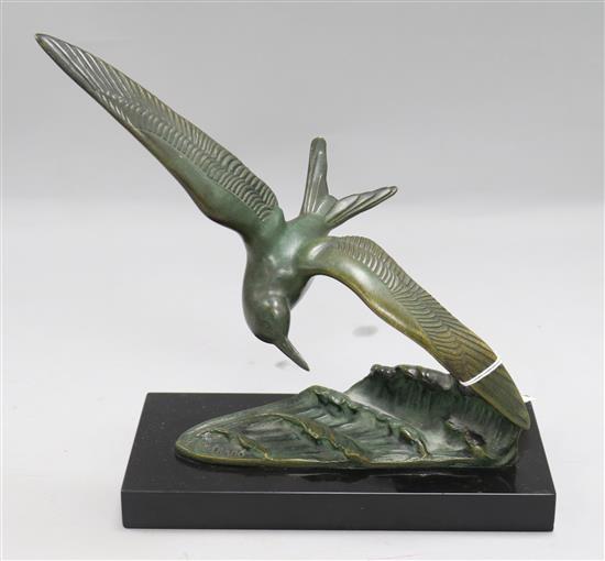 An Art Deco bronze model of a bird, by Irene Rochard